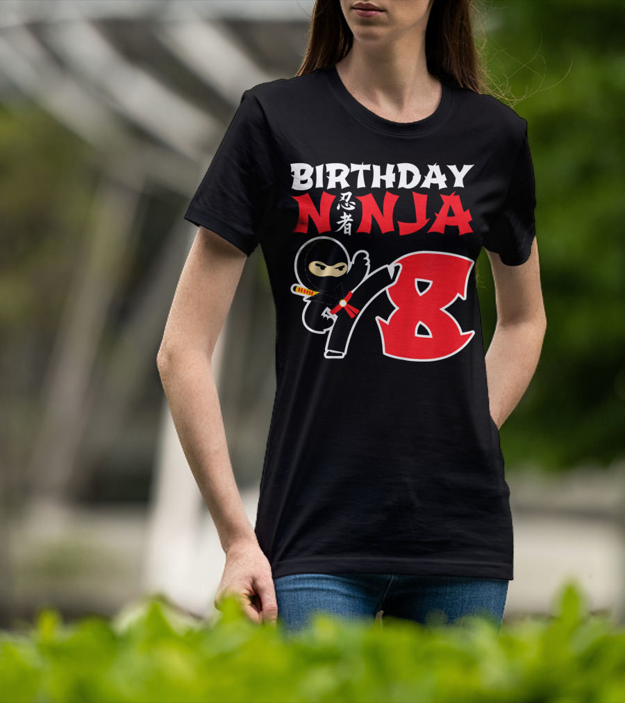 Birthday Ninja 8 Year Old Ninja Kanji T-Shirt