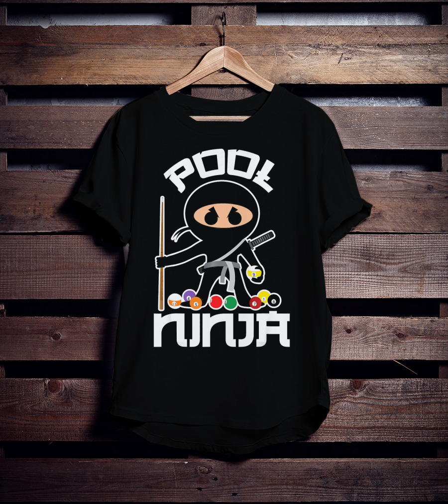 Pool Ninja Billiards With Cute Pocket Balls T-Shirt