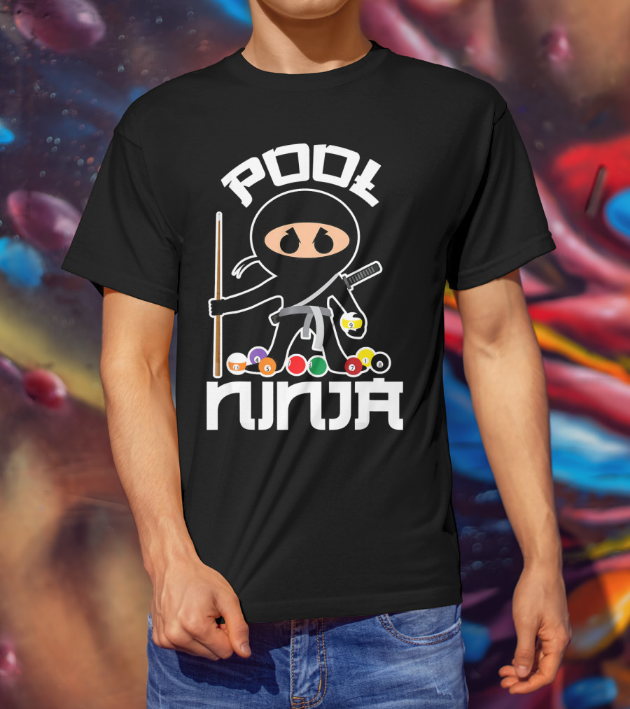 Pool Ninja Billiards With Cute Pocket Balls T-Shirt