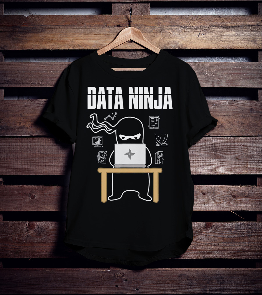 Data Ninja Analyst At Work With Laptop And Graphs T-Shirt
