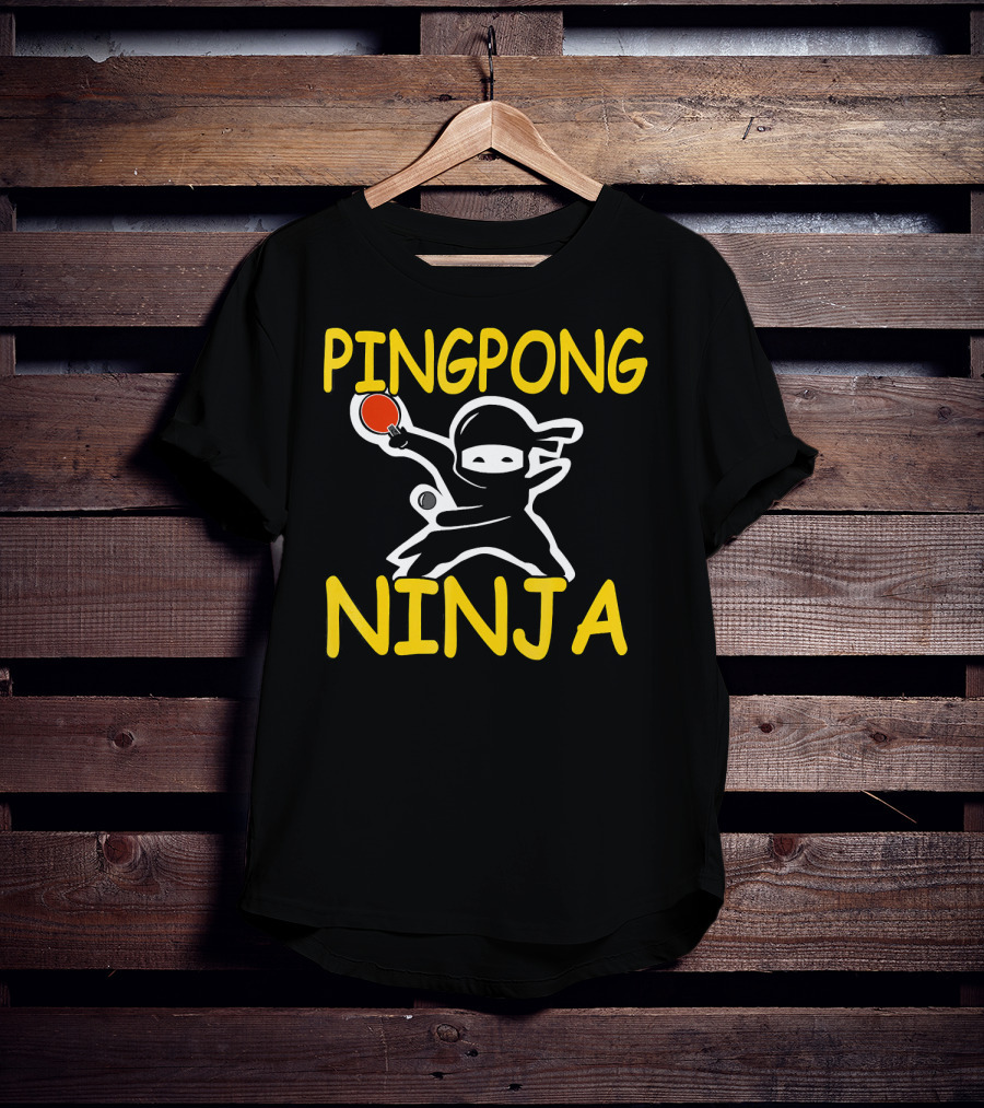 PINGPONG NINJA Action Pose With Table Tennis Paddle T-Shirt