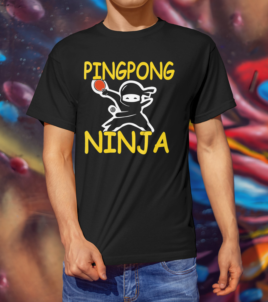 PINGPONG NINJA Action Pose With Table Tennis Paddle T-Shirt