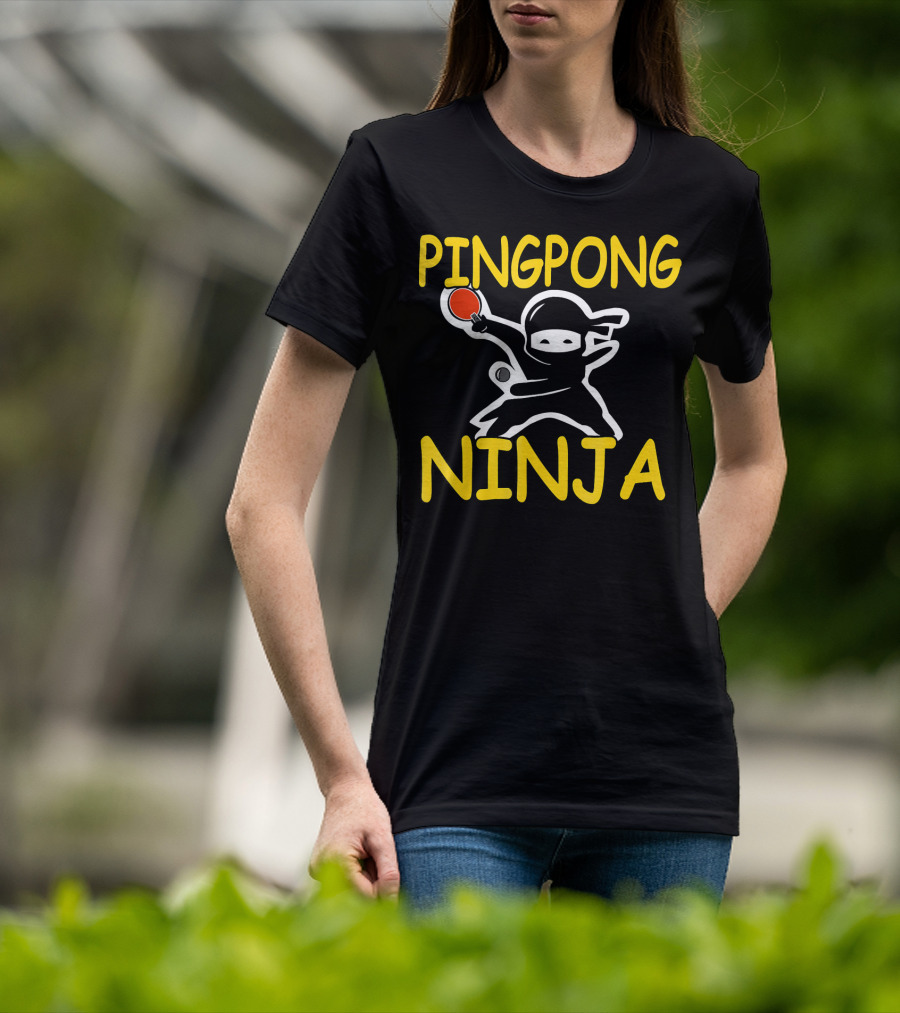 PINGPONG NINJA Action Pose With Table Tennis Paddle T-Shirt