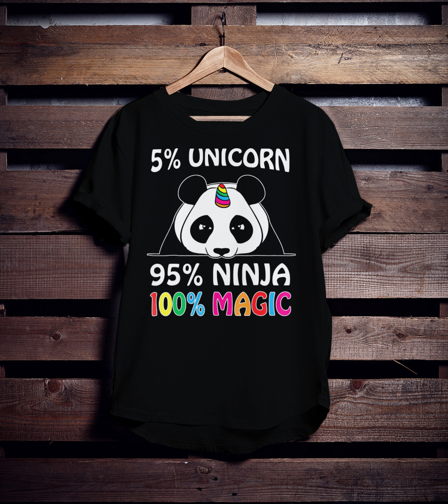 5% Unicorn 95% Ninja 100% Magic Pandicorn Panda Ninja Unicorn T-Shirt