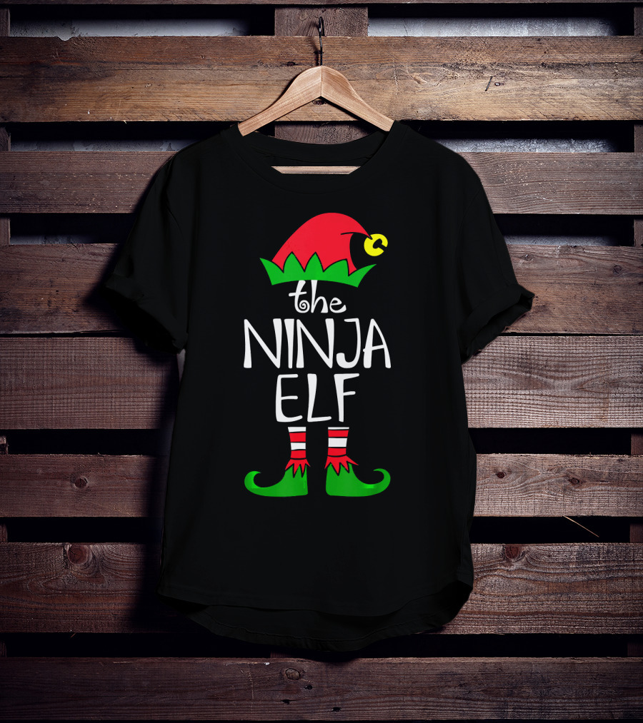 The Ninja Elf Outfit Christmas Hat And Shoes T-Shirt