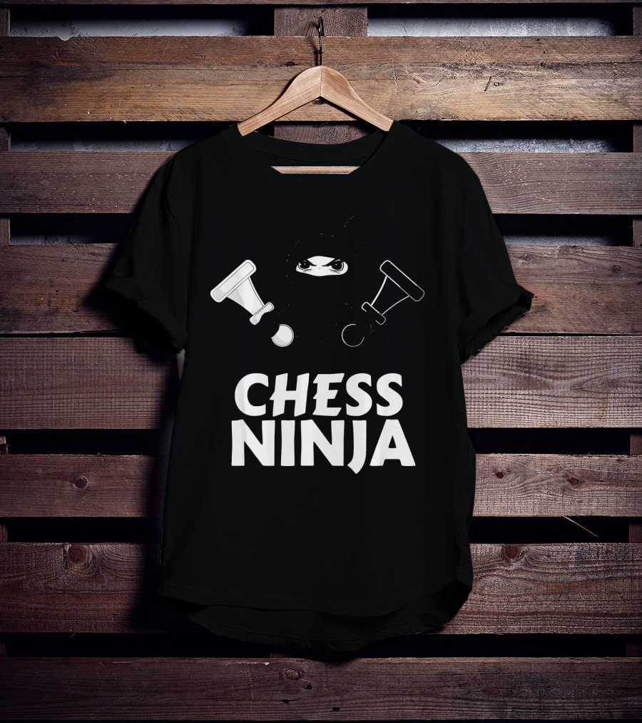 Chess Ninja Fun Warrior With Chess Pieces T-Shirt