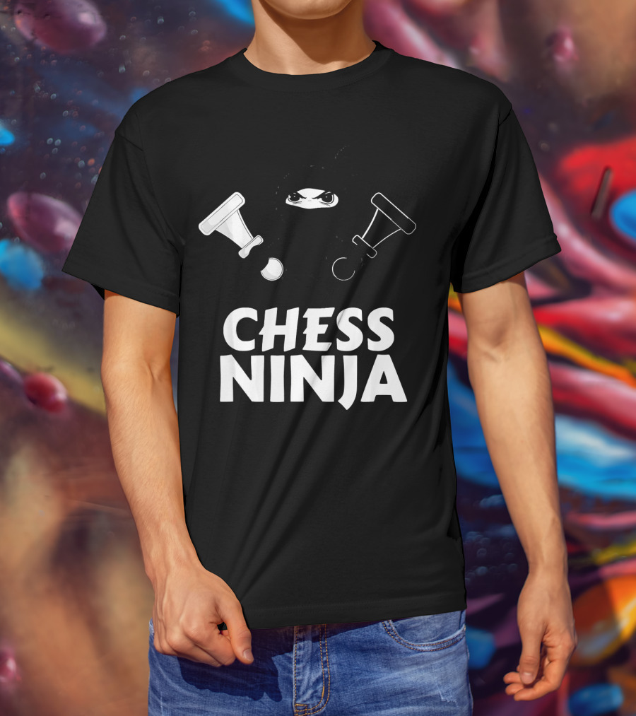 Chess Ninja Fun Warrior With Chess Pieces T-Shirt