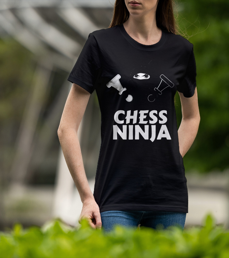 Chess Ninja Fun Warrior With Chess Pieces T-Shirt