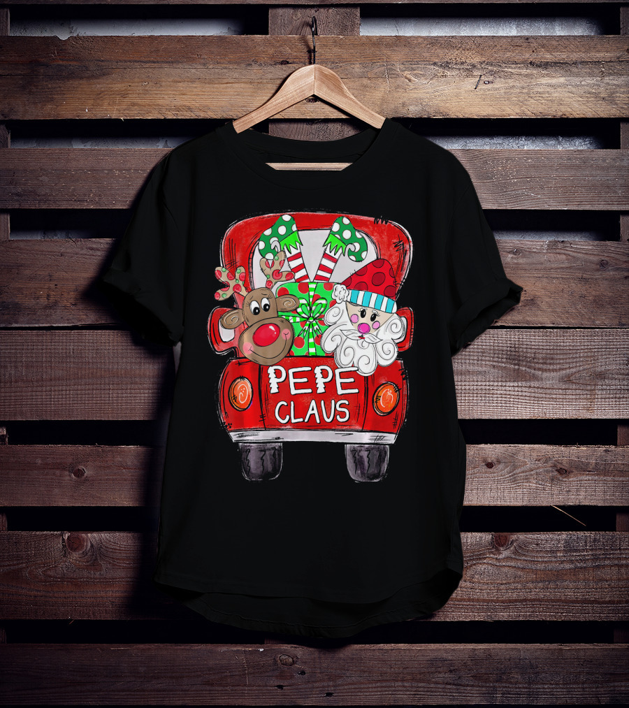 PEPE Claus Christmas Reindeer Gifts Red Truck T-Shirt