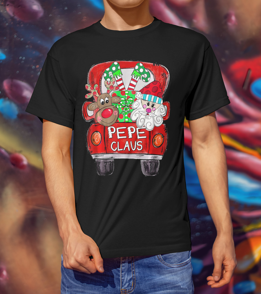 PEPE Claus Christmas Reindeer Gifts Red Truck T-Shirt