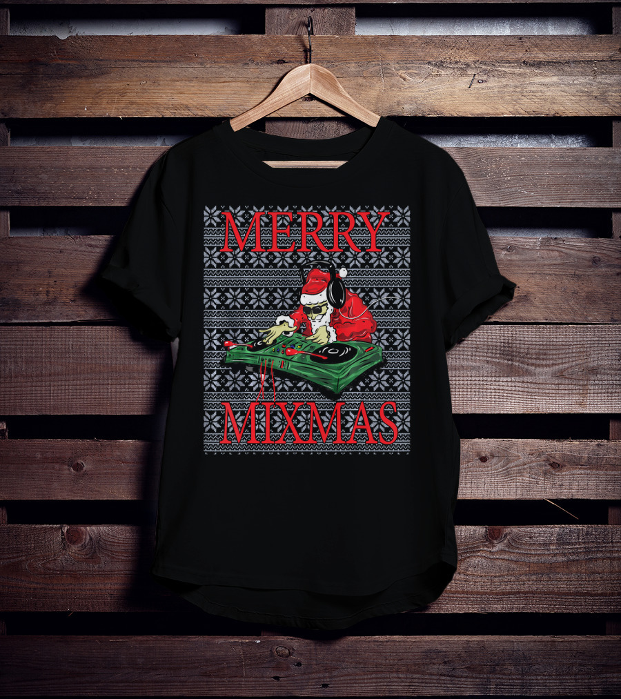 Merry Mixmas Christmas Ugly Hip Hop Santa DJ T-Shirt