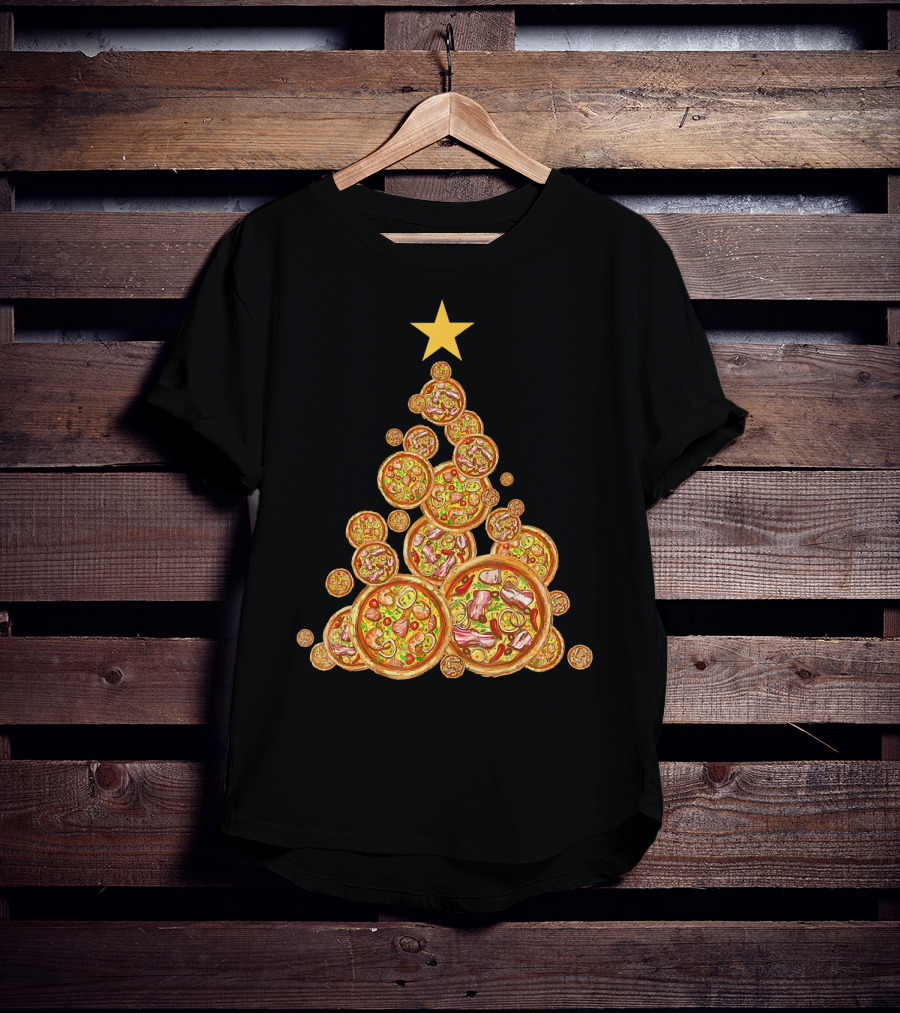 Pizza Christmas Tree Festive Pizza Lover Holiday T-Shirt