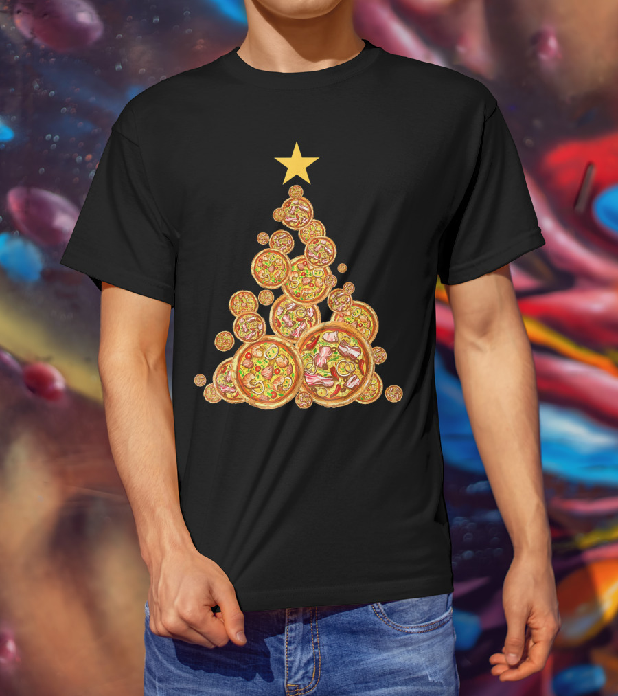 Pizza Christmas Tree Festive Pizza Lover Holiday T-Shirt
