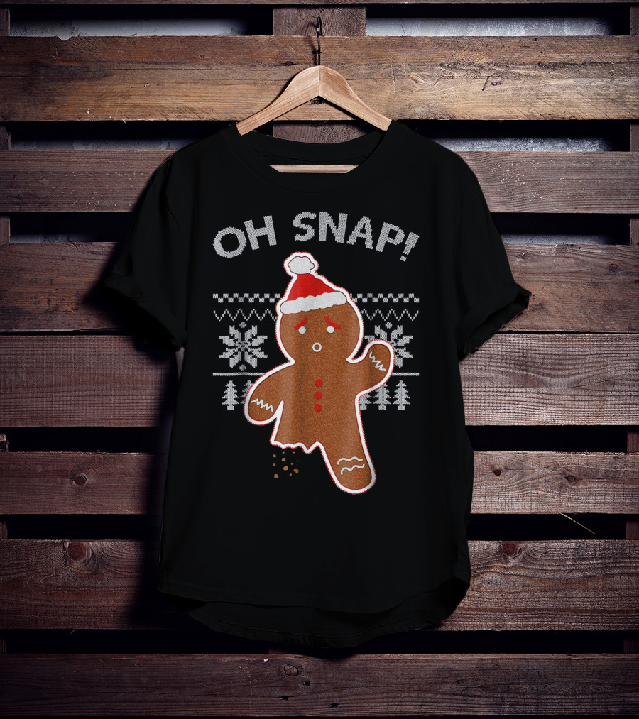 Oh Snap Broken Gingerbread Christmas Knit T-Shirt