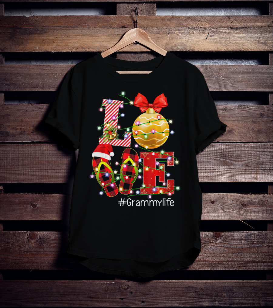 LOVE Christmas Ornaments Lights #Grammylife T-Shirt