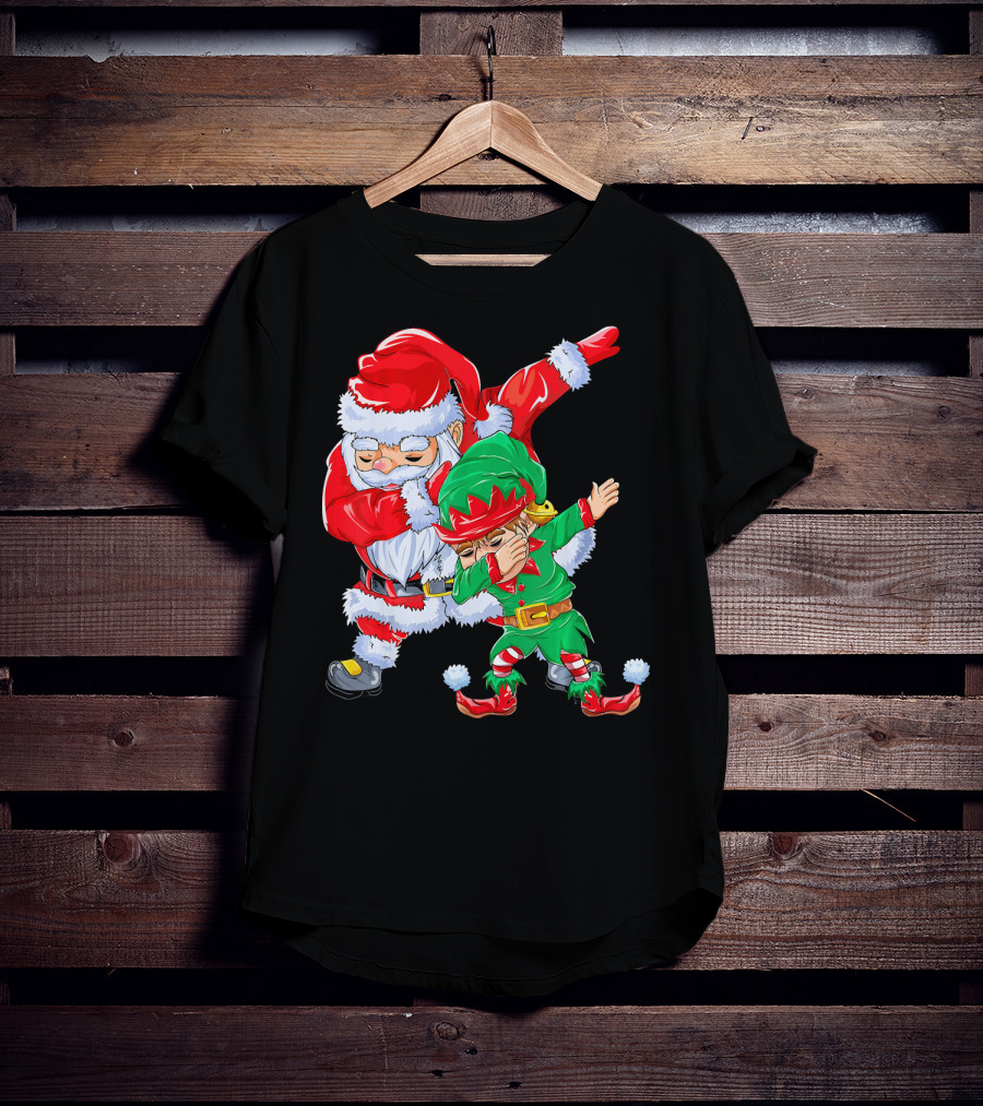 Santa And Elf Performing Dab Dance Moves T-Shirt