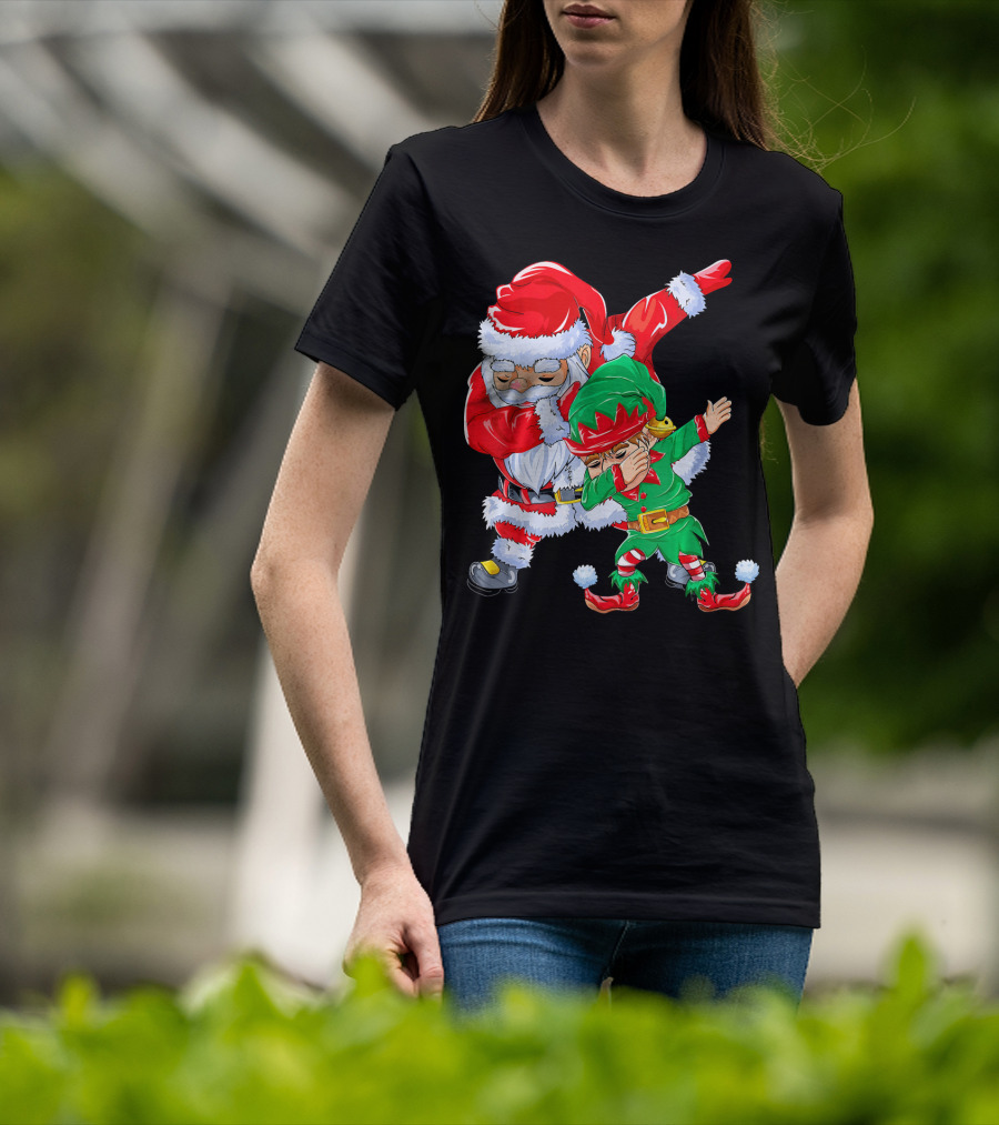 Santa And Elf Performing Dab Dance Moves T-Shirt