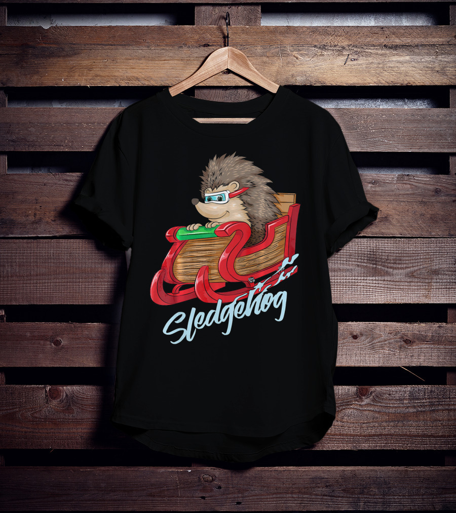 Sledgehog Funny Hedgehog Sleigh Pet Christmas T-Shirt