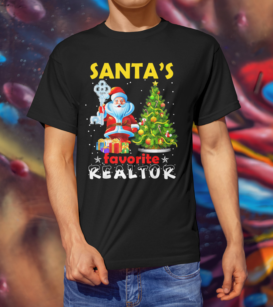 Santa's Favorite Realtor Christmas Tree Presents Key T-Shirt