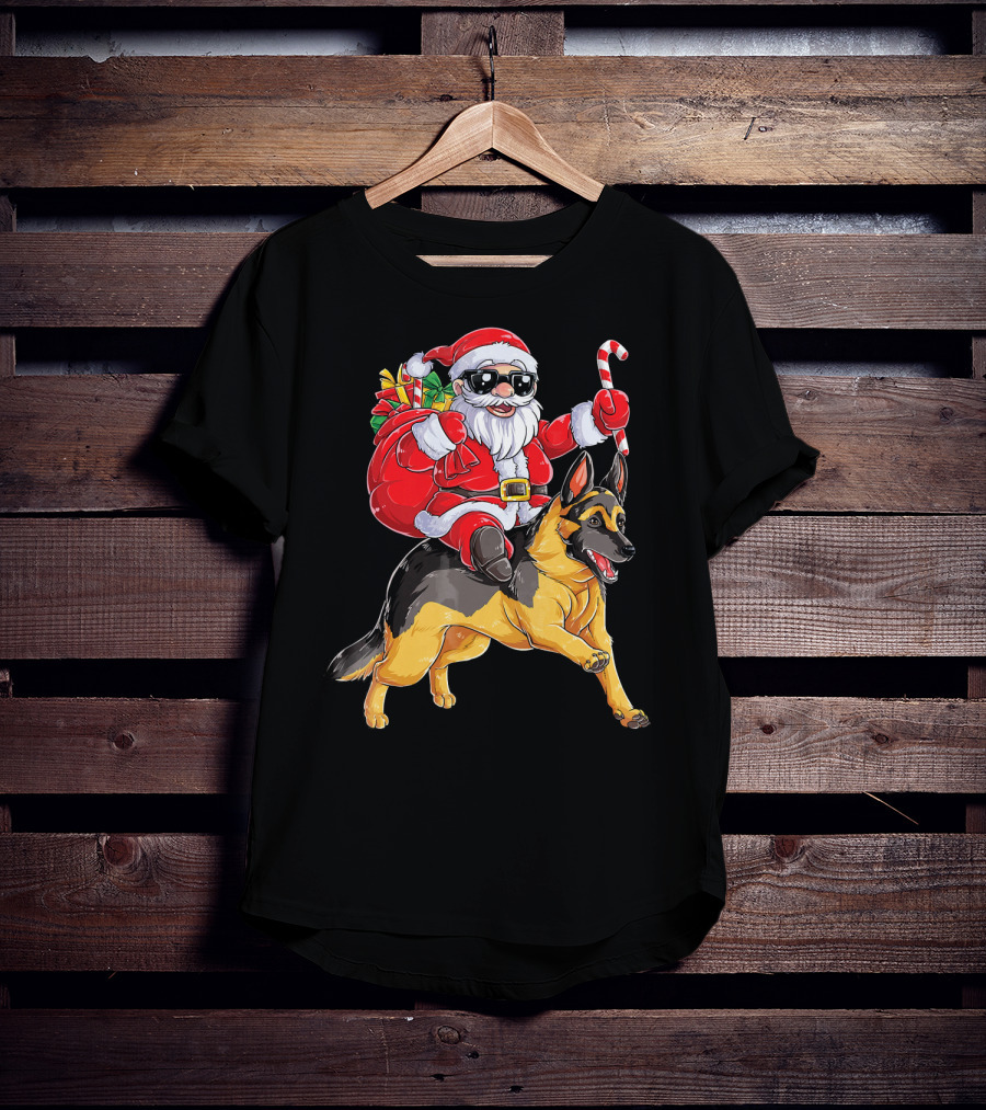 German Shepherd Santa Claus Christmas Fun T-Shirt