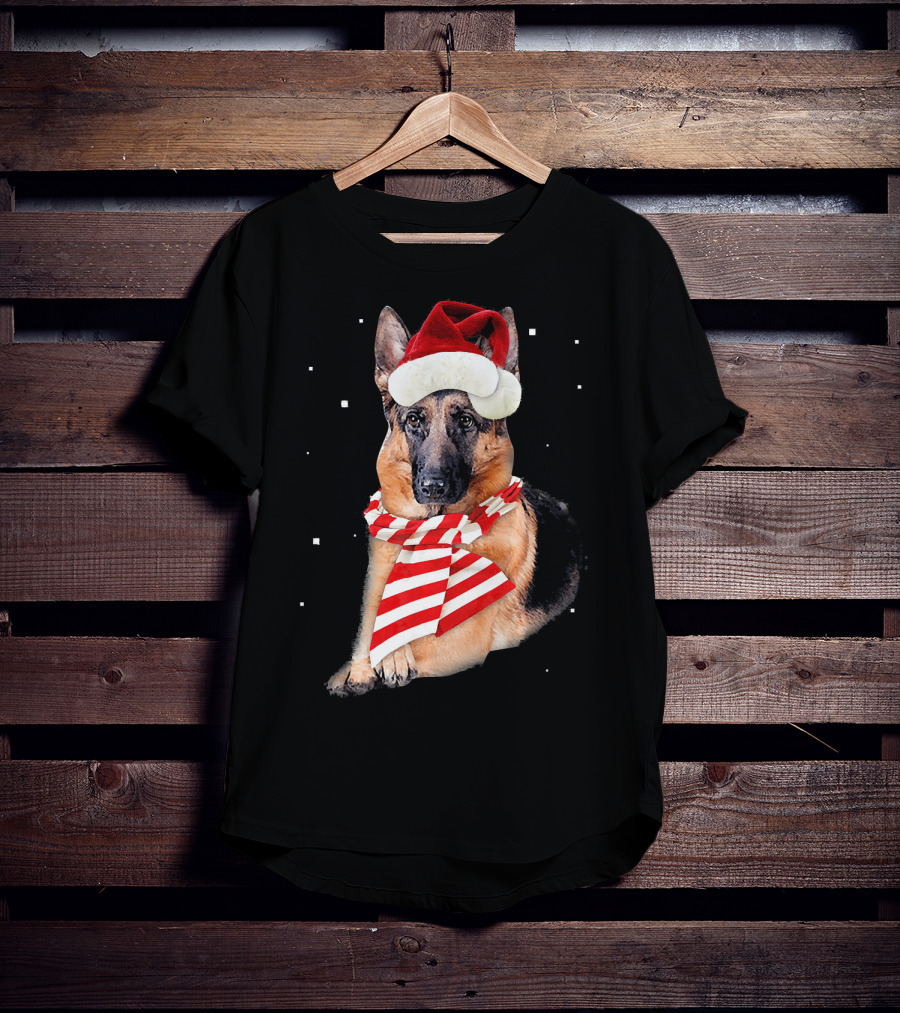 German Shepherd Santa Merry Christmas Holiday Dog T-Shirt