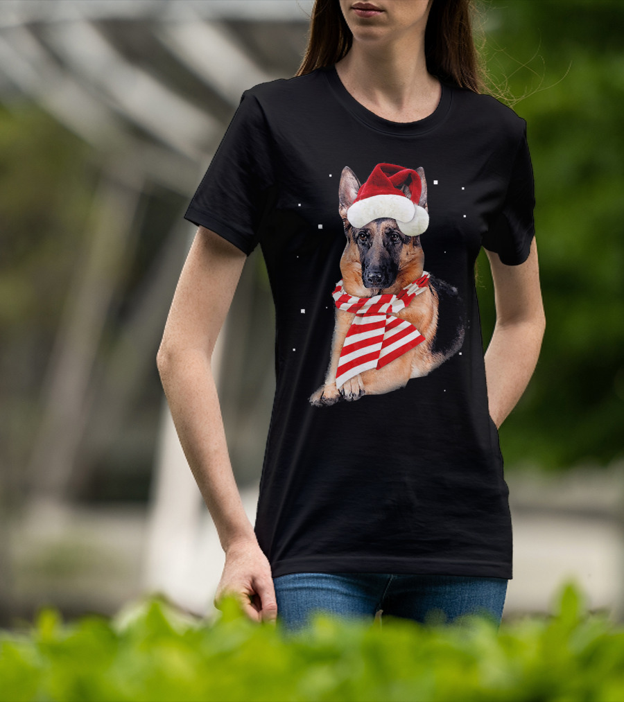 German Shepherd Santa Merry Christmas Holiday Dog T-Shirt
