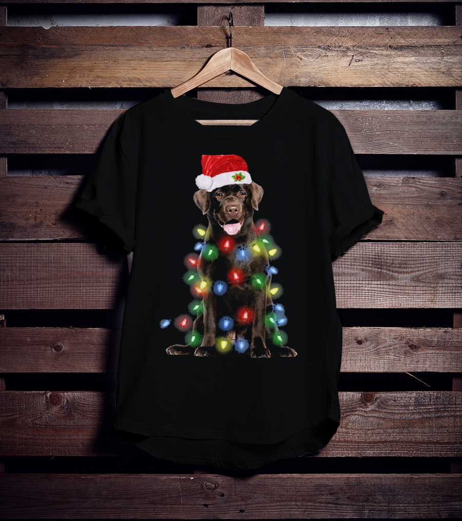Christmas Lights Labrador Retriever With Santa Hat T-Shirt