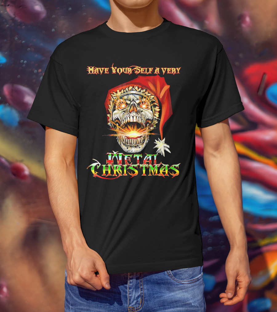 Have Yourself A Very Metal Christmas Skull Santa T-Shirt