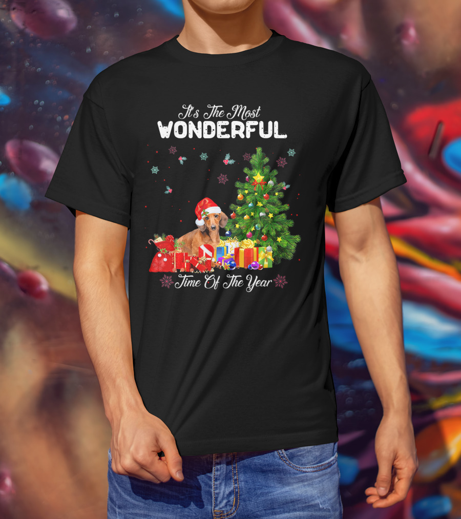 It's The Most Wonderful Time Of Year Dachshund Christmas Tree Presents T-Shirt