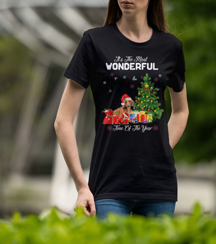 It's The Most Wonderful Time Of Year Dachshund Christmas Tree Presents T-Shirt