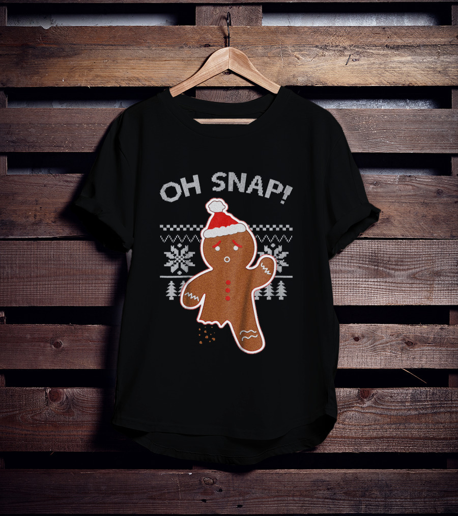 OH SNAP Gingerbread Christmas Sweater Santa Hat T-Shirt