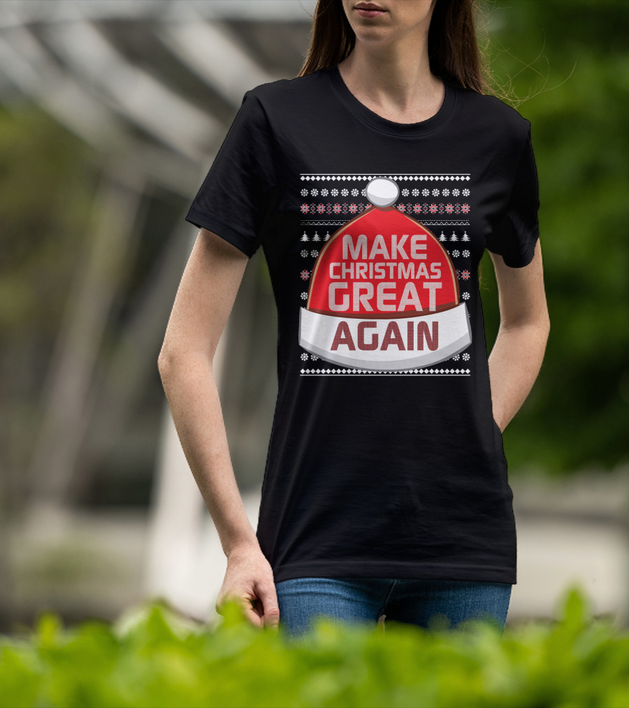 Make Christmas Great Again Santa Hat Snowflake T-Shirt