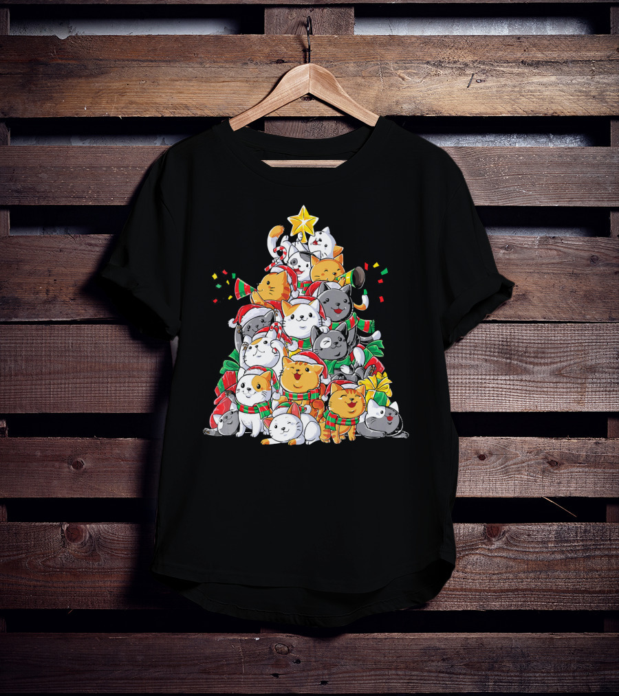 Cat Christmas Tree Meowy Catmas T-Shirt