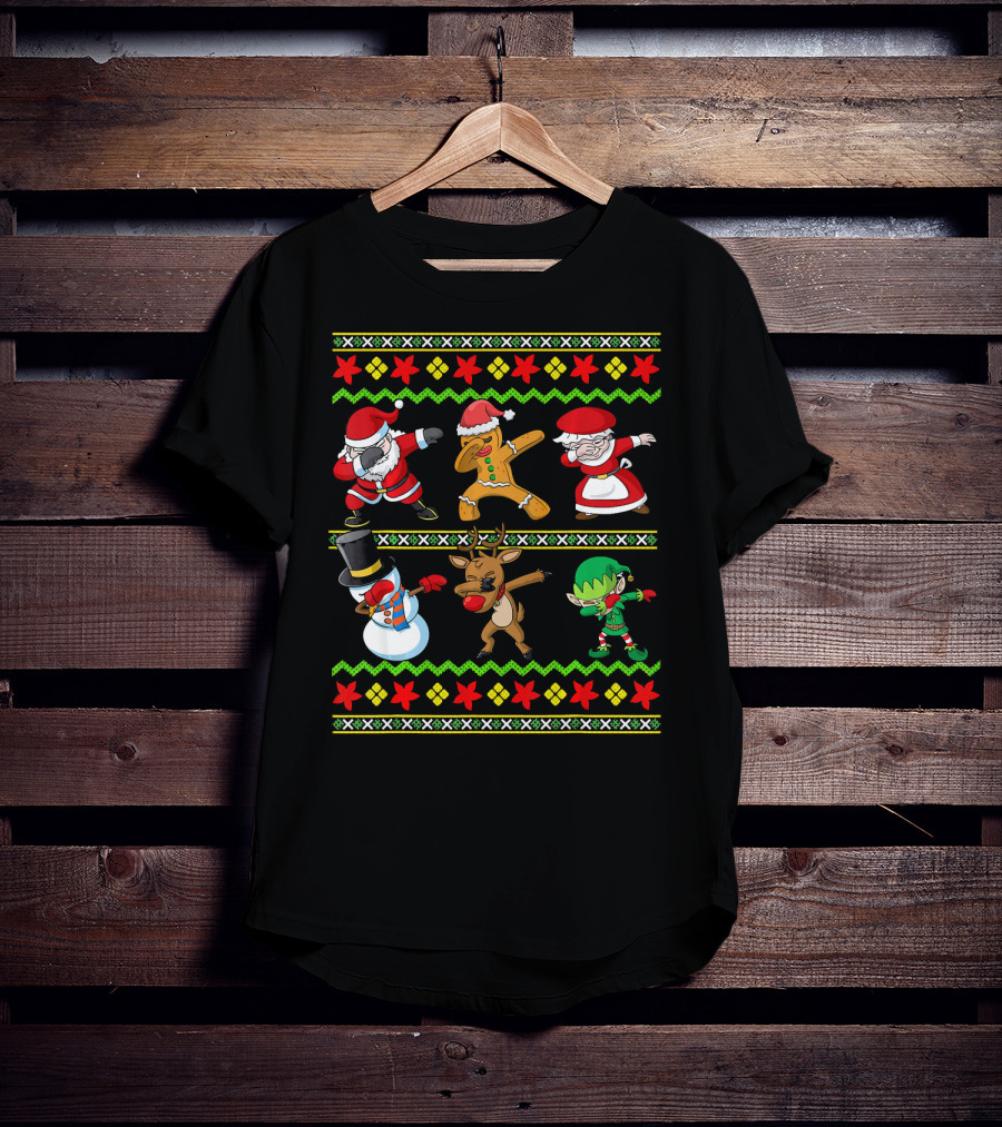 Christmas Kids Santa Dabbing Squad Snowman Gingerbread Mrs Claus Reindeer Elf T-Shirt