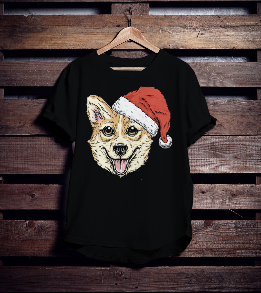 Corgi Dog Santa Hat Funny Christmas Corgi T-Shirt