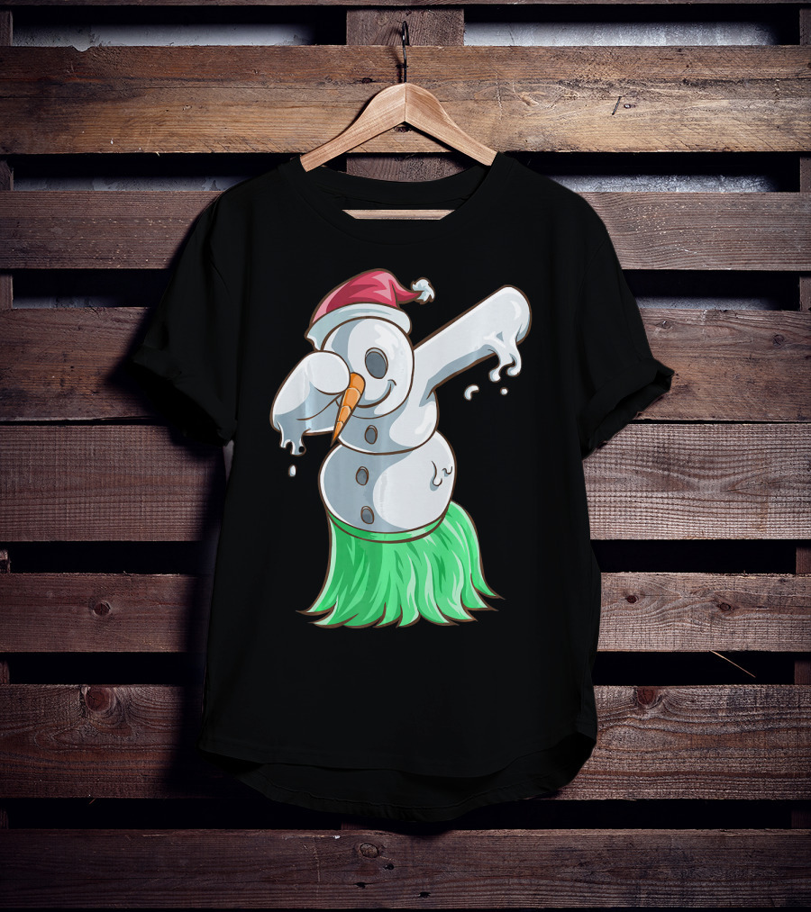 Christmas In July Dabbing Snowman Tropical Hula Dance T-Shirt