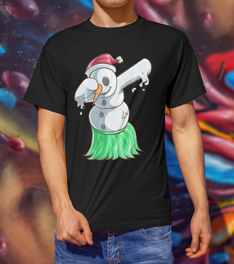 Christmas In July Dabbing Snowman Tropical Hula Dance T-Shirt