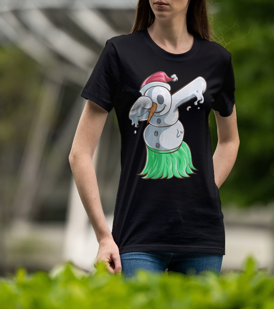 Christmas In July Dabbing Snowman Tropical Hula Dance T-Shirt