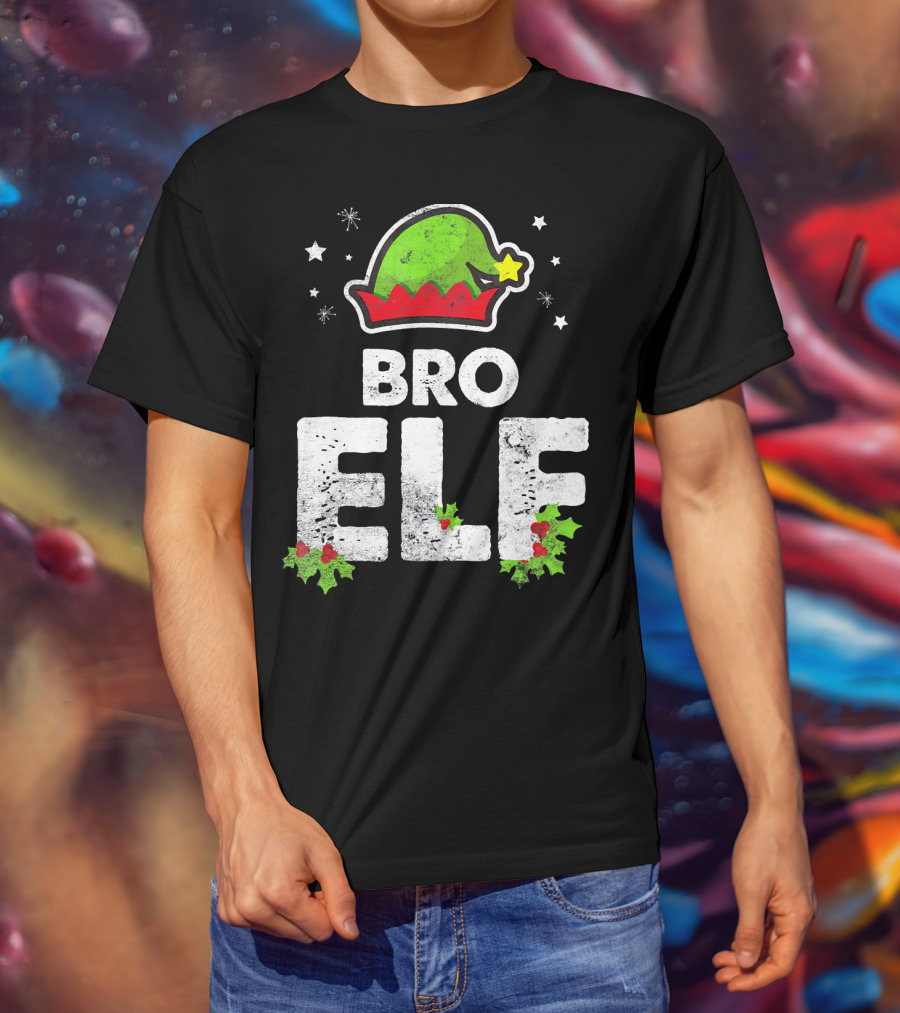 Bro Elf Christmas Family Brother Matching Holiday T-Shirt