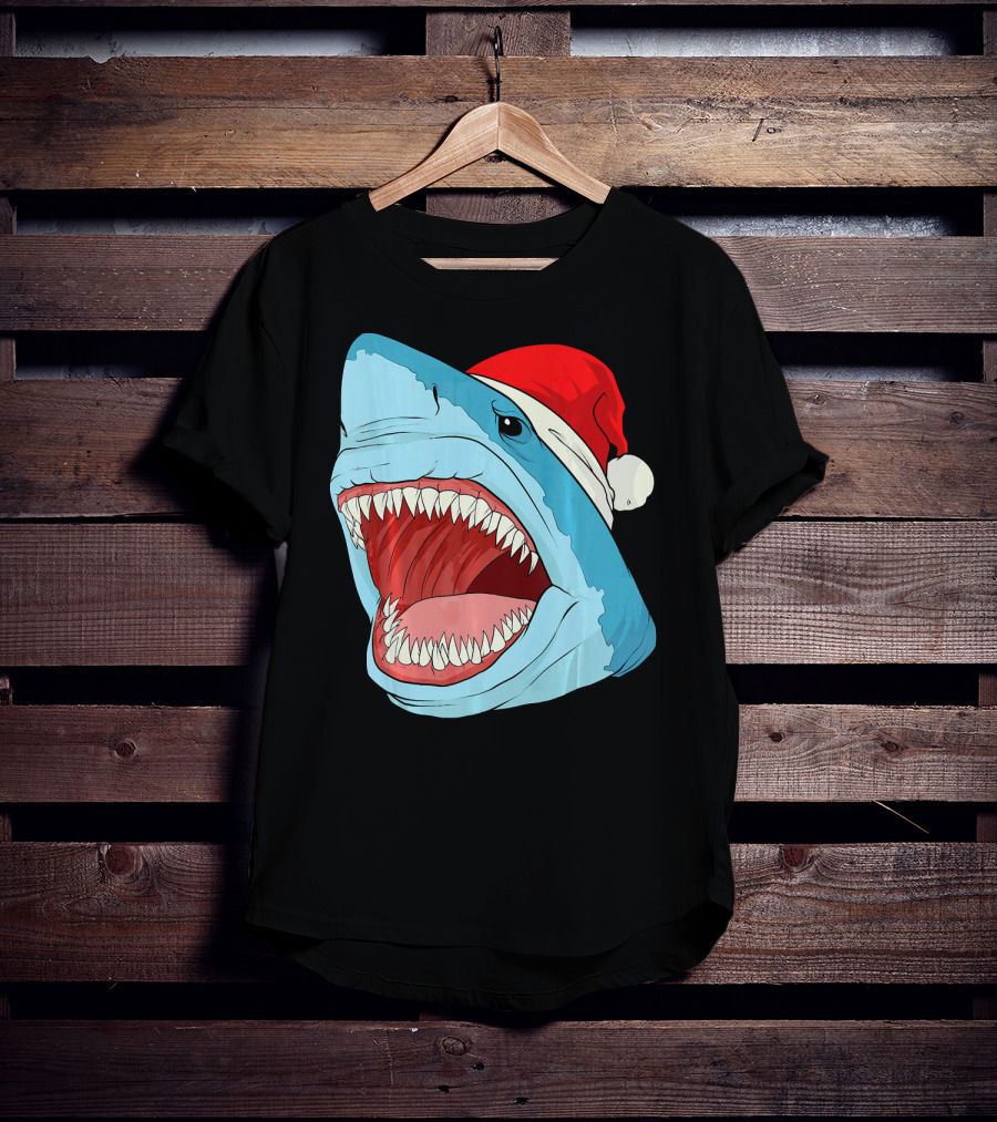 Santa Jaws Cool Christmas Shark Holiday Humor T-Shirt