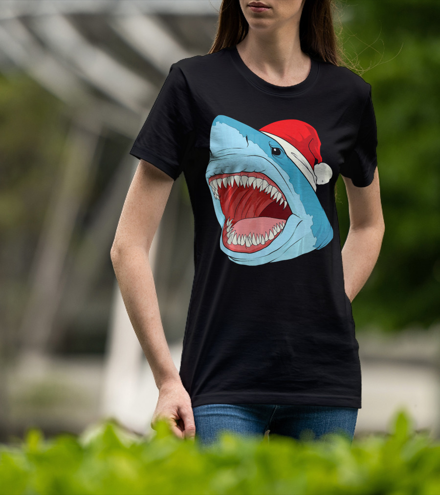 Santa Jaws Cool Christmas Shark Holiday Humor T-Shirt