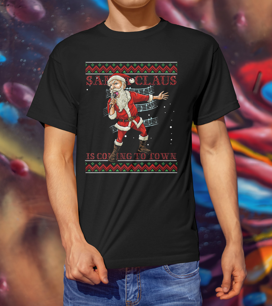 Santa Claus Is Coming To Town Karaoke Singing Christmas Melody T-Shirt