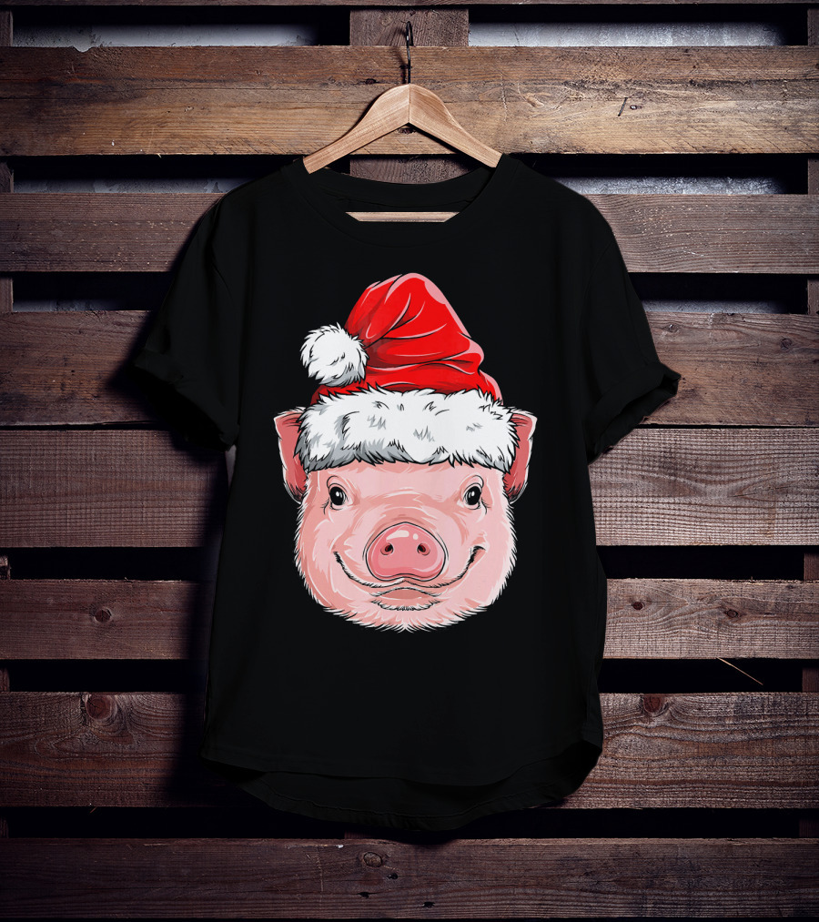 Pig Santa Christmas Santa Hat T-Shirt