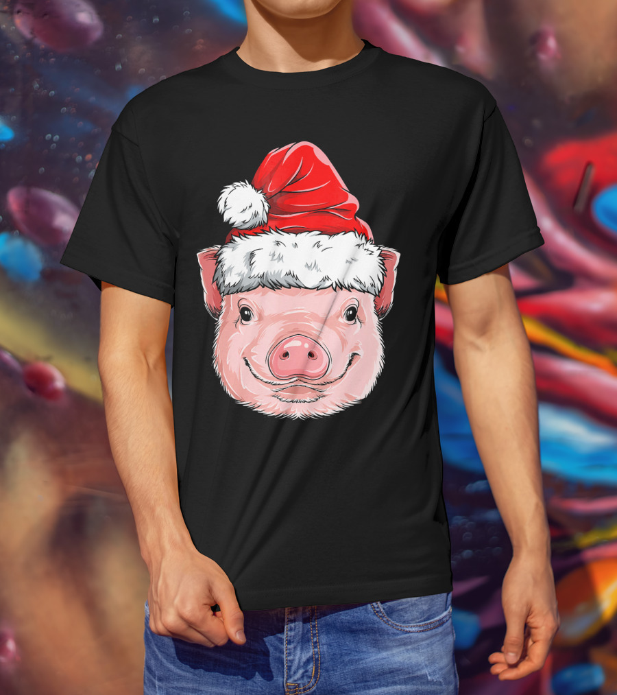 Pig Santa Christmas Santa Hat T-Shirt