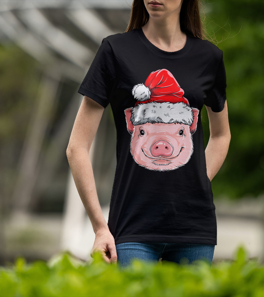 Pig Santa Christmas Santa Hat T-Shirt
