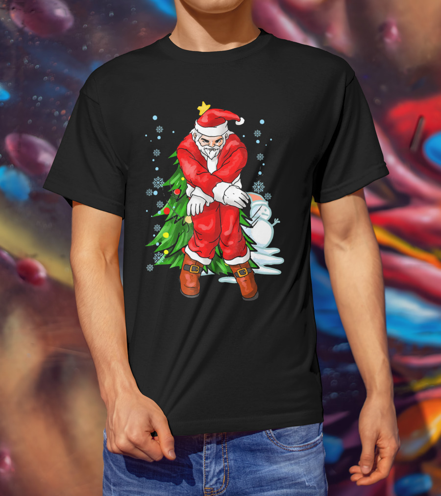 Santa Claus Funny Dance Holiday Christmas Tree Snowman T-Shirt