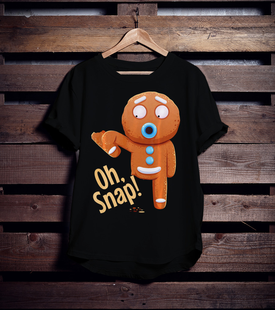 Oh Snap Gingerbread Cookie Cartoon With Missing Leg And Shocked Expression T-Shirt