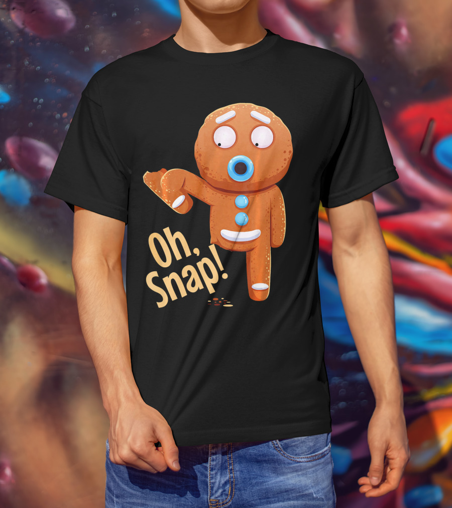 Oh Snap Gingerbread Cookie Cartoon With Missing Leg And Shocked Expression T-Shirt