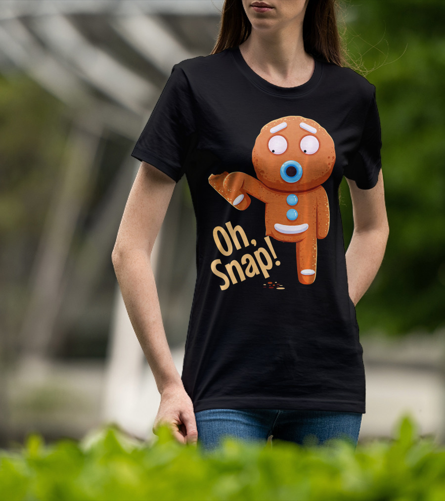 Oh Snap Gingerbread Cookie Cartoon With Missing Leg And Shocked Expression T-Shirt