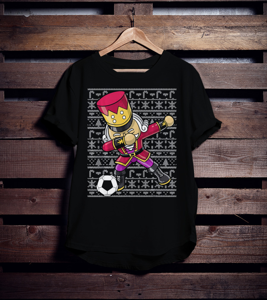 Dabbing Nutcracker Soccer Dab Ugly Christmas T-Shirt